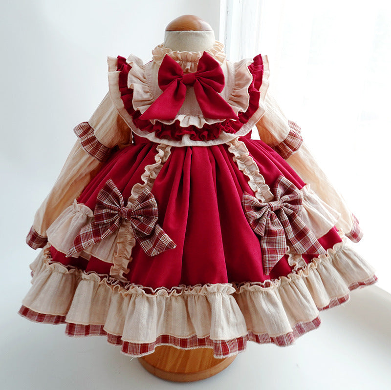 Princess Polyester Flower Girl Dress with Cascading Ruffles and Bow