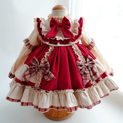 Princess Polyester Flower Girl Dress with Cascading Ruffles and Bow