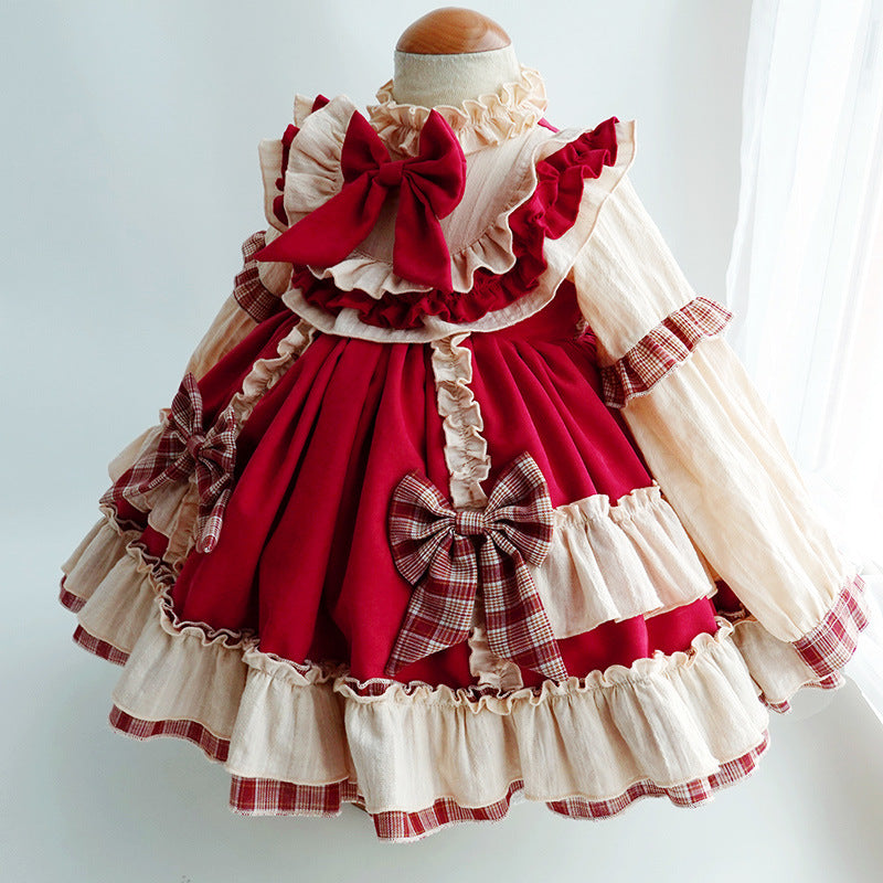 Princess Polyester Flower Girl Dress with Cascading Ruffles and Bow