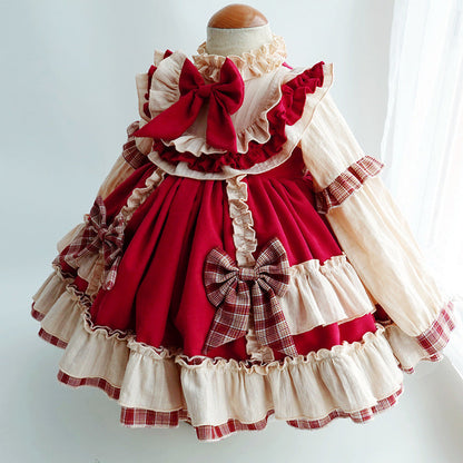 Princess Polyester Flower Girl Dress with Cascading Ruffles and Bow