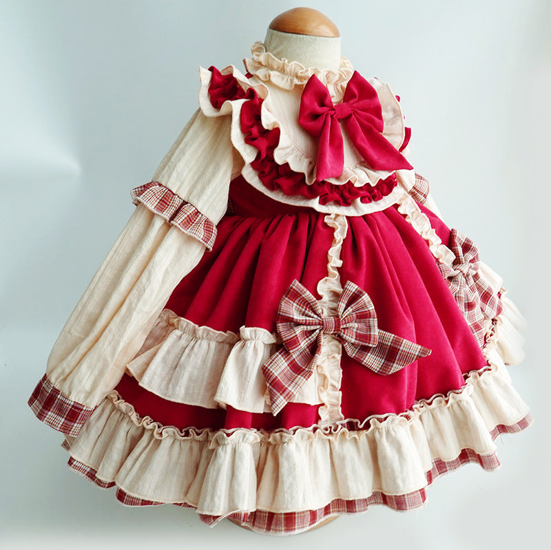 Princess Polyester Flower Girl Dress with Cascading Ruffles and Bow