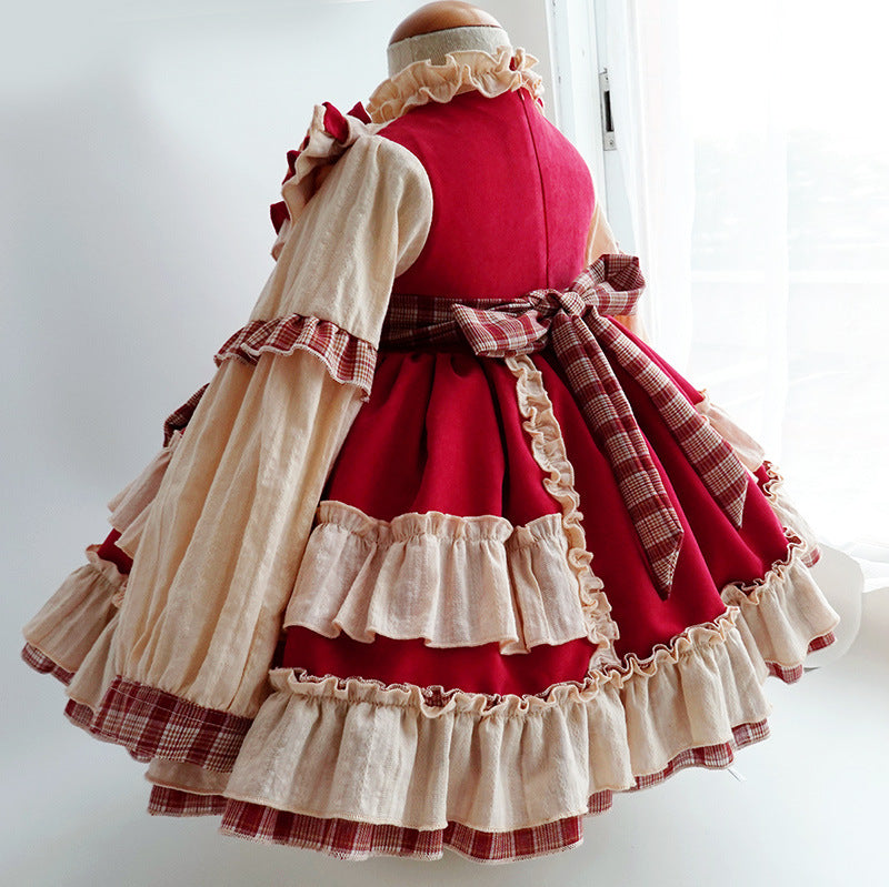 Princess Polyester Flower Girl Dress with Cascading Ruffles and Bow