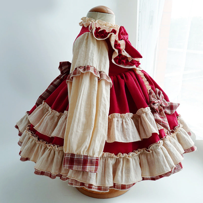 Princess Polyester Flower Girl Dress with Cascading Ruffles and Bow