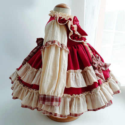 Princess Polyester Flower Girl Dress with Cascading Ruffles and Bow