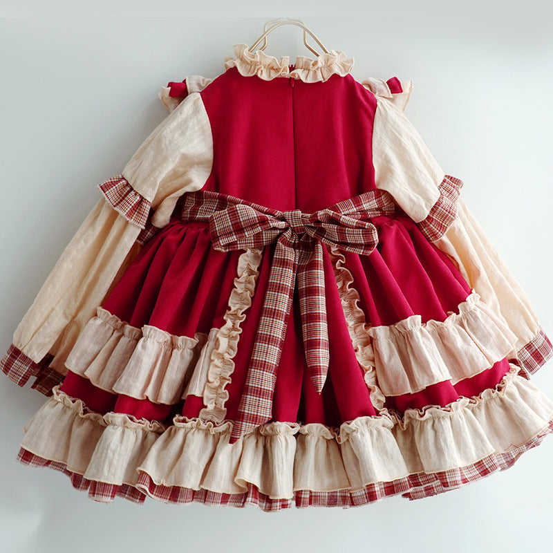 Princess Polyester Flower Girl Dress with Cascading Ruffles and Bow