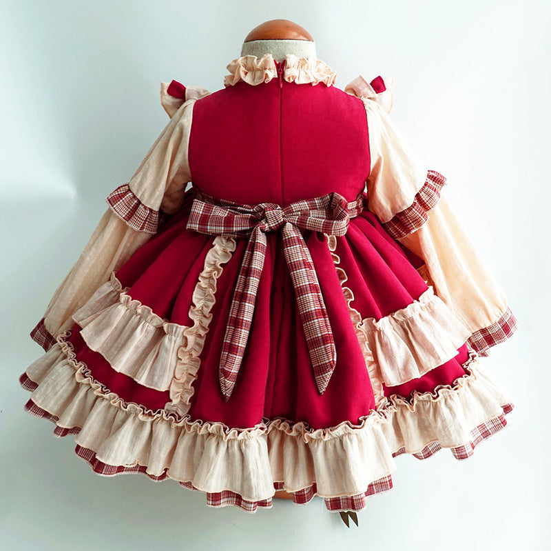 Princess Polyester Flower Girl Dress with Cascading Ruffles and Bow