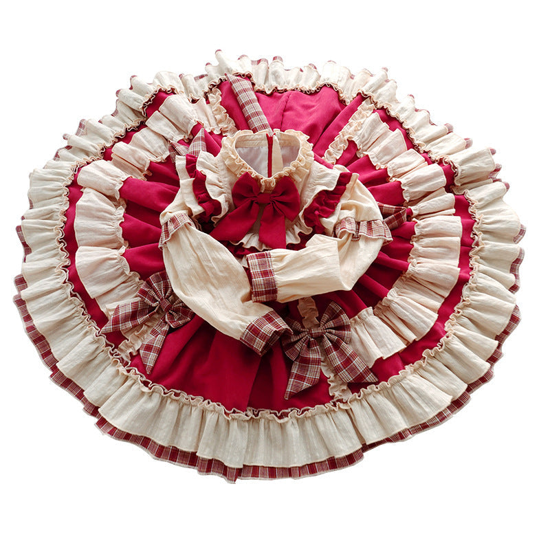 Princess Polyester Flower Girl Dress with Cascading Ruffles and Bow