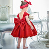 Princess Satin Flower Girl Dress with Cap Sleeves and Bows