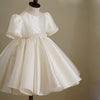 Princess Satin Flower Girl Dress with Lantern Sleeves