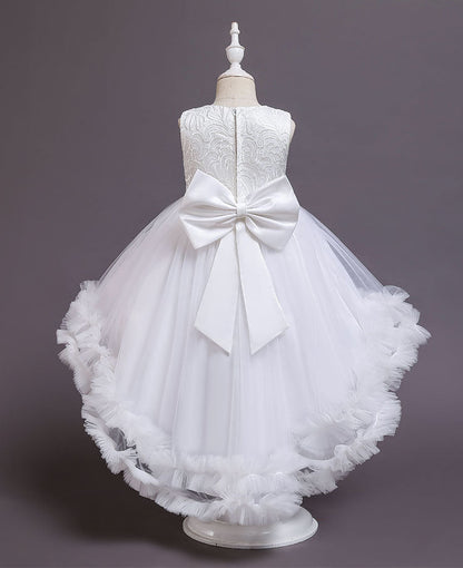 Princess Tea-Length Flower Girl Dress with Bows