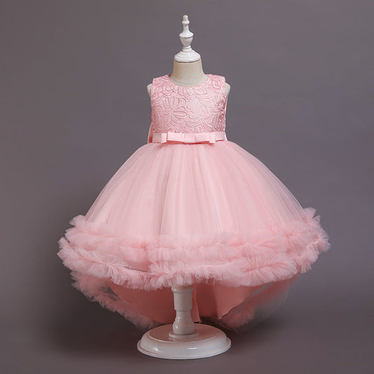 Princess Tea-Length Flower Girl Dress with Bows