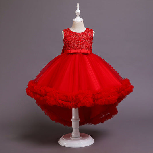 Princess Tea-Length Flower Girl Dress with Bows