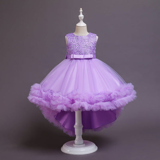 Princess Tea-Length Flower Girl Dress with Bows