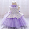 Princess Tea-Length Flower Girl Dress with Floral Ruffles