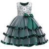 Princess Tea-Length Flower Girl Dress with Lace and Bow