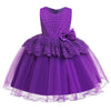 Princess Tea-Length Flower Girl Dress with Satin, Lace, and Bows