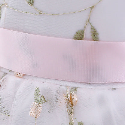 Princess Tea-Length Lace and Tulle Flower Girl Dress with Ruffles