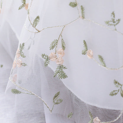 Princess Tea-Length Lace and Tulle Flower Girl Dress with Ruffles