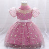 Princess Tea-Length Lace and Tulle Flower Girl Dress with Ruffles