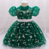 Princess Tea-Length Lace and Tulle Flower Girl Dress with Ruffles