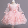 Princess Tea-Length Lace Flower Girl Dress with Long Sleeves