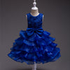 Princess Tea-Length Organza Flower Girl Dress with Ruffles