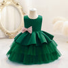 Princess Tea-Length Satin and Tulle Flower Girl Dress with Ruffles