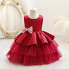 Princess Tea-Length Satin and Tulle Flower Girl Dress with Ruffles