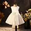 Princess Tea-Length Satin Flower Girl Dress with Bow