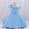 Princess Tea-Length Satin Flower Girl Dress with Lace and Bows