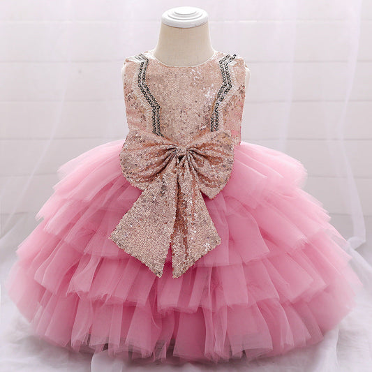 Princess Tea-Length Tulle Flower Girl Dress with Sequins