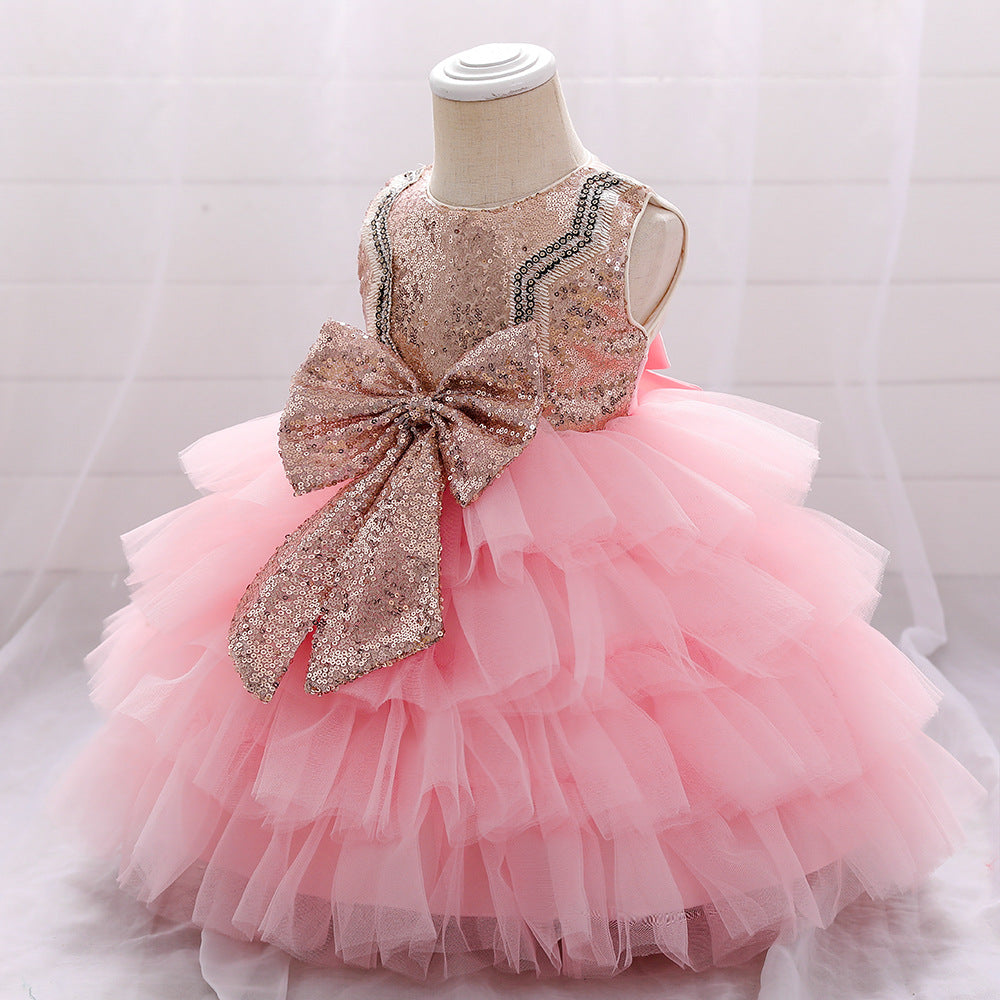 Princess Tea-Length Tulle Flower Girl Dress with Sequins