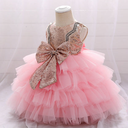 Princess Tea-Length Tulle Flower Girl Dress with Sequins