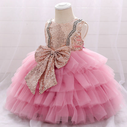 Princess Tea-Length Tulle Flower Girl Dress with Sequins