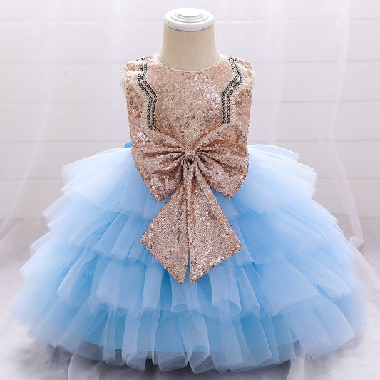 Princess Tea-Length Tulle Flower Girl Dress with Sequins