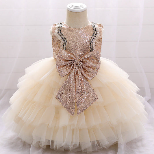 Princess Tea-Length Tulle Flower Girl Dress with Sequins