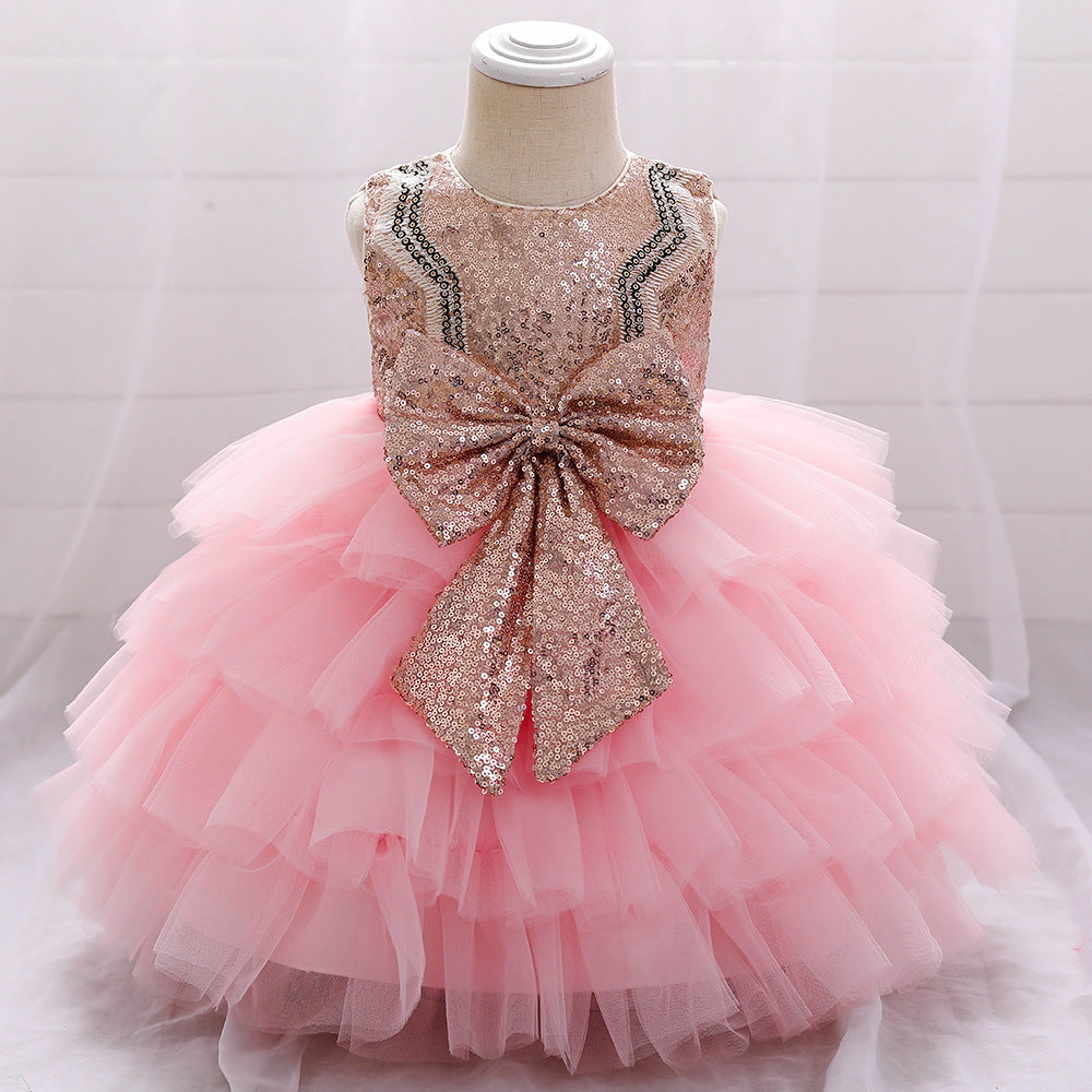 Princess Tea-Length Tulle Flower Girl Dress with Sequins
