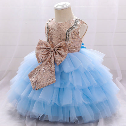 Princess Tea-Length Tulle Flower Girl Dress with Sequins