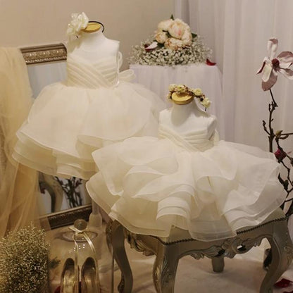 Princess Tulle & Organza Flower Girl Dress with Cascading Ruffles