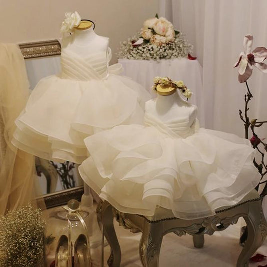 Princess Tulle & Organza Flower Girl Dress with Cascading Ruffles