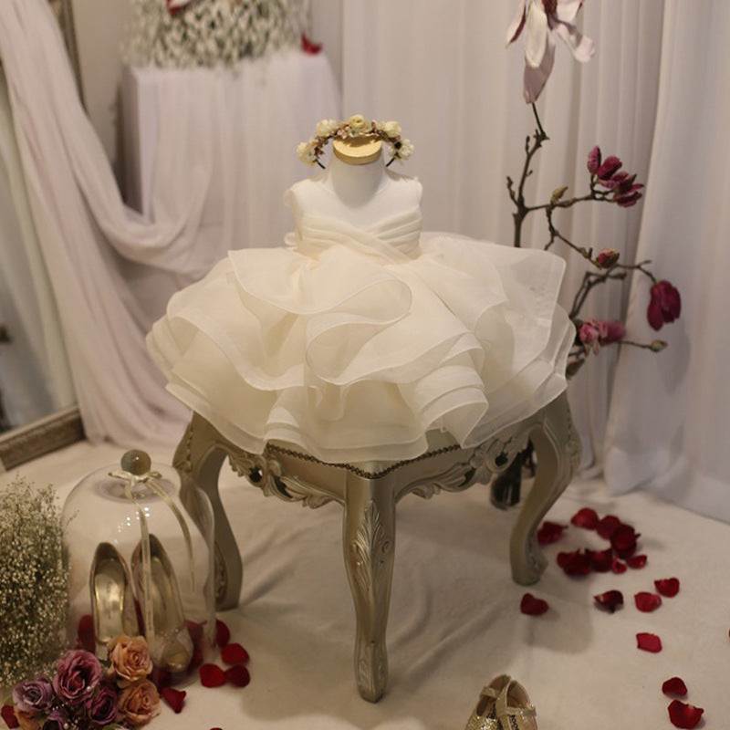 Princess Tulle & Organza Flower Girl Dress with Cascading Ruffles