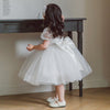 Princess Tulle Flower Girl Dress with Beads and Bow Tea Length