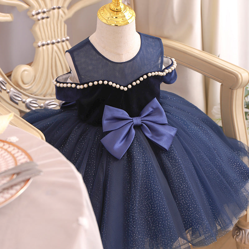 Princess Tulle Flower Girl Dress with Cold Shoulder Design