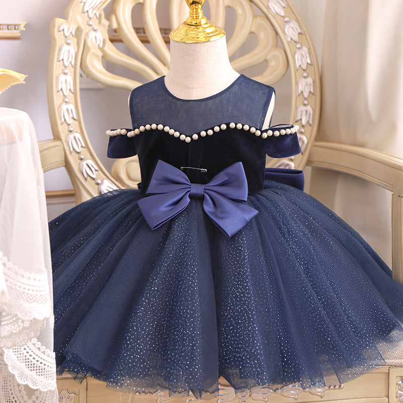 Princess Tulle Flower Girl Dress with Cold Shoulder Design