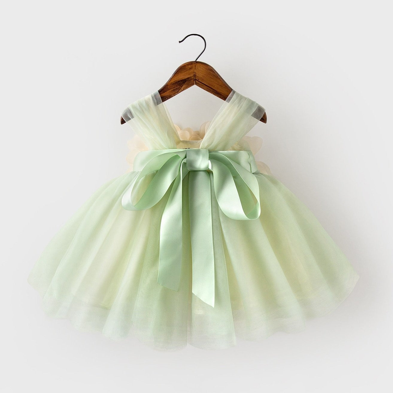 Princess Tulle Flower Girl Dress with Flower Embellishments Tea Length
