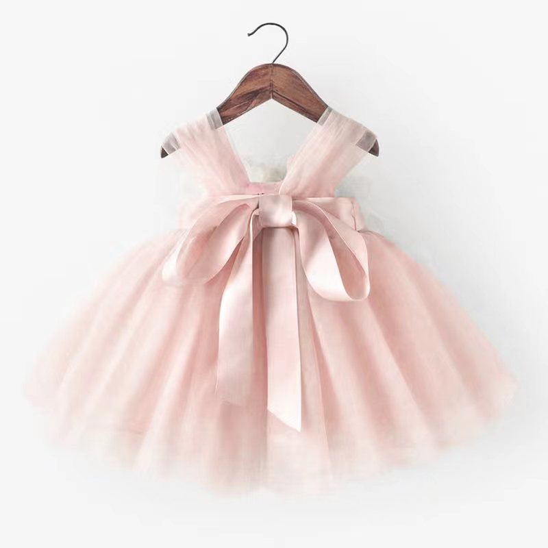 Princess Tulle Flower Girl Dress with Flower Embellishments Tea Length