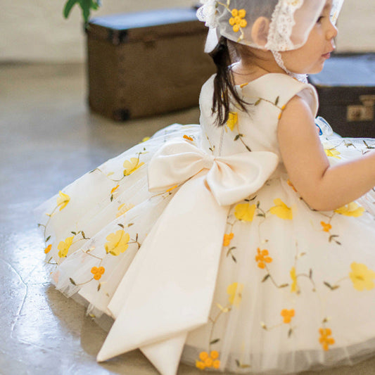 Princess Tulle Flower Girl Dress with Flowers and Bows