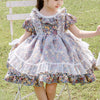 Princess Tulle Flower Girl Dress with Puff Sleeves and Ruffles