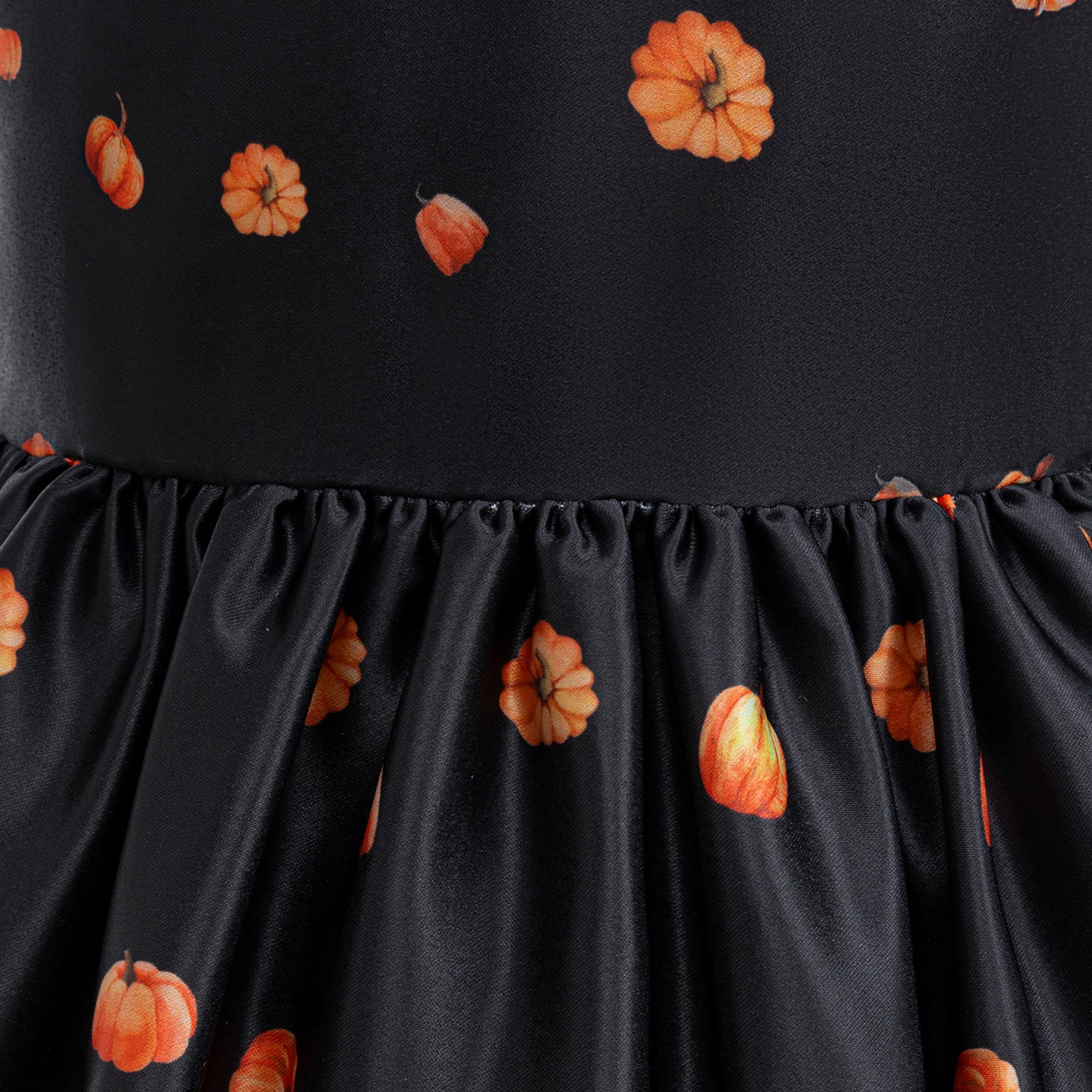 Pumpkin Print Satin Halter Dress for Kids – Halloween Party, Photo Shoot Outfit