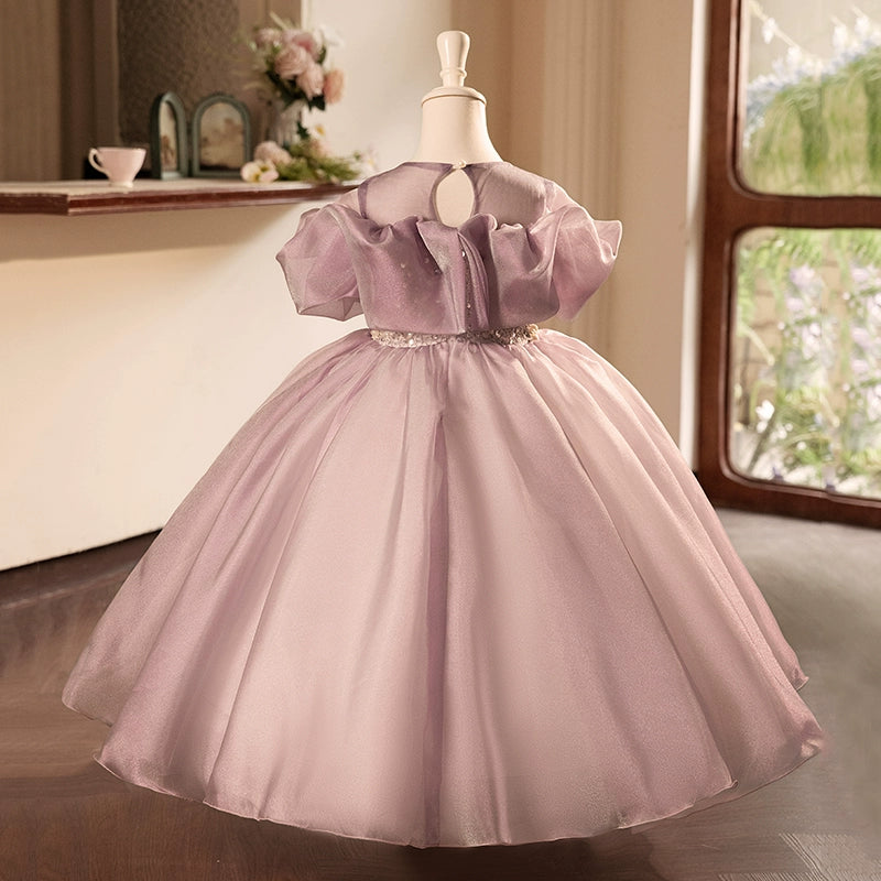 Purple A-Line Princess Flower Girl Dress – Tulle & Organza